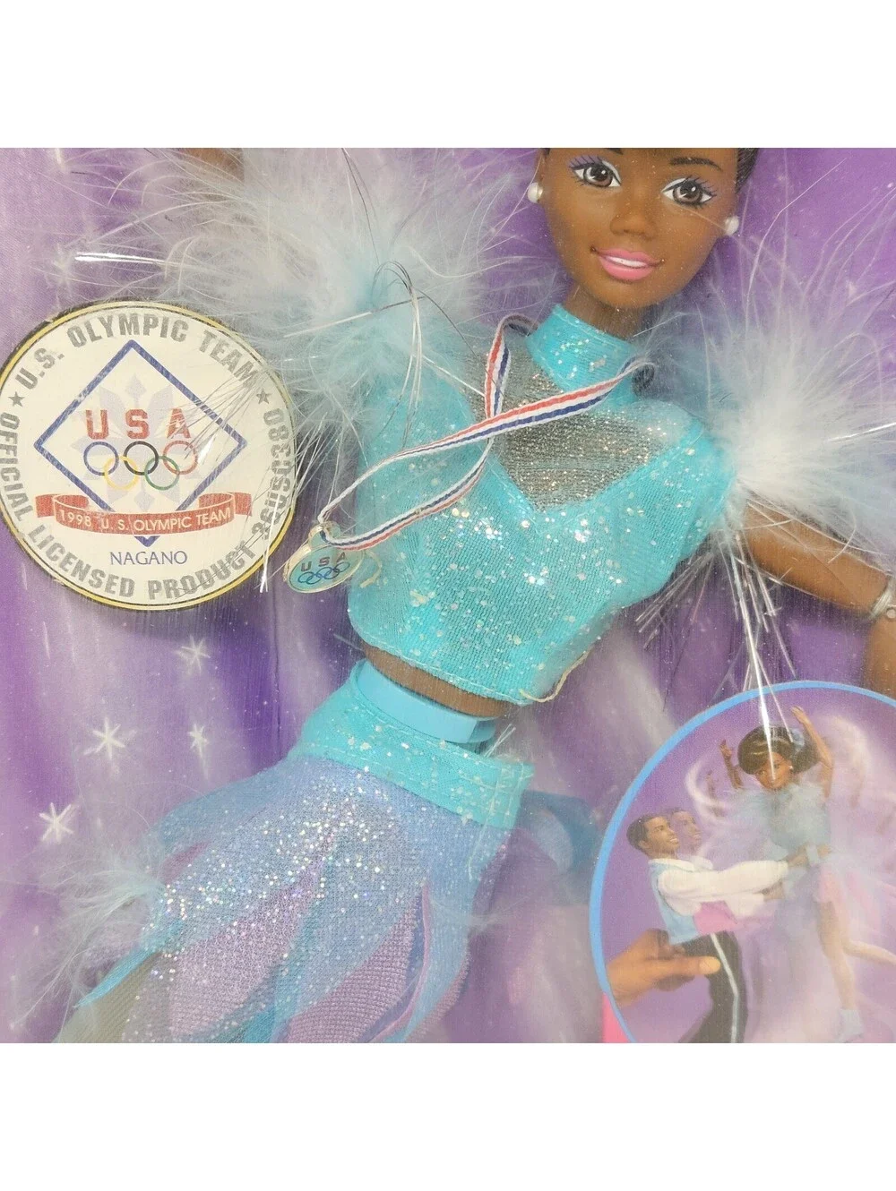 Licensed Collectible Barbie Doll '98 Nagano Olympic USA Skater African American